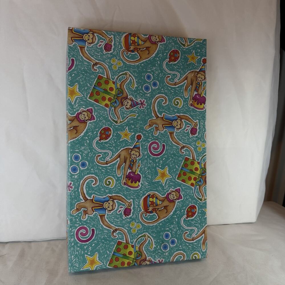 Vintage Wrapped Gift Box Children’s Birthday Monkeys Hat’s 90’s Whimsical
